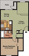1 BEDROOM, 1 BATHROOM, 753 SQFT.